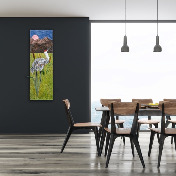 WATERMELON MOON - original mixed media textile wall hanging - New - Picture 3 of 8